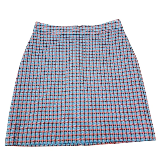 Marc By Marc Jacobs Designer Blue and Coral Plaid Checkered Mini Skirt Size 0 - Picture 1 of 8